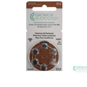 Gatwick Audiology Hearing Aid Batteries - Size 312 - (60 pack) 10 cards of 6